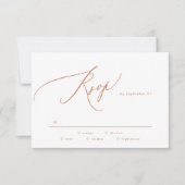 テラコッタ埃のオレンジエレガント色の燃結婚えた 出欠カード (正面)