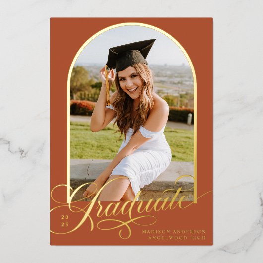 テラコッタ大学院ホイル卒業発表 箔招待状 (正面)