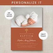 テラコッタ宗教十字写真バプテスマ 招待状