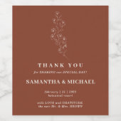 テラコッタ小さなエレガント花ありがとうご結婚ざいます ワインラベル (シングルラベル)