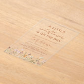 テラコッタ小さなワイルドフラワーの赤ちゃんシャワー アクリル招待状 (レイダウン)