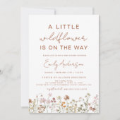 テラコッタ小さなワイルドフラワーの赤ちゃんシャワー 招待状 (正面)