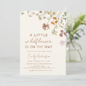 テラコッタ小さなワイルドフラワーの赤ちゃんシャワー 招待状 (スタンド正面)