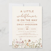 テラコッタ小さなワイルドフラワーの赤ちゃんシャワー 招待状 (正面)
