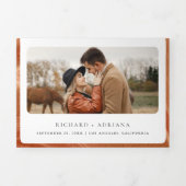 テラコッタ山林フォトQRコード結婚ズ 三つ折り招待状 (カバー)