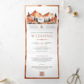 テラコッタ山林フォトQRコード結婚ズ 三つ折り招待状 (内部)