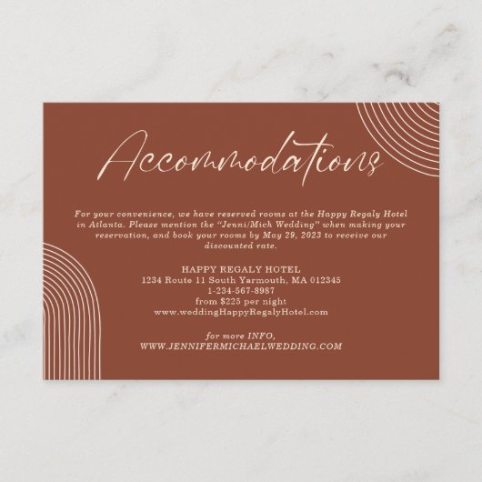 テラコッタ幾何学模様 ラインアートの宿泊施設 エンクロージャーカード (正面)