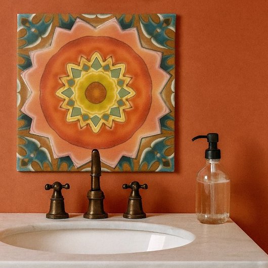 テラコッタ幾何抽象デザインタイル タイル