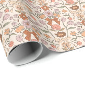 テラコッタ弓と花の模様 ラッピングペーパー (ロールコーナー)