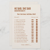 テラコッタ彼は彼女はブライダルシャワーゲームを言った (正面/裏面)