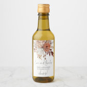 テラコッタ感謝してい花模様ラブネーム結婚日付 ワインラベル (正面)