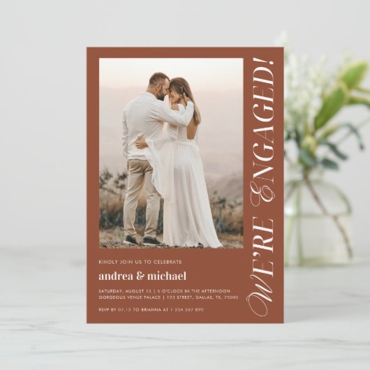テラコッタ我々は婚約した婚約写真 招待状 (スタンド正面)