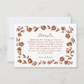 テラコッタ手描き花結婚の詳細 出欠カード (正面)