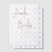 テラコッタ手書きスクリプト結婚ミニマリスト ベラム紙招待状 (オフセット (招待状))