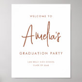 テラコッタ手書き卒業パーティーへようこそ ポスター (正面)