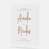 テラコッタ手書き書結婚道の歓迎 アクリルサイン (傾斜)