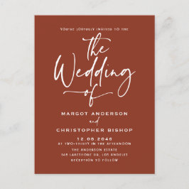 テラコッタ手書き書道ボホ結婚ズ インビテーションポストカード