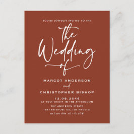 テラコッタ手書き書道ボホ結婚ズ インビテーションポストカード