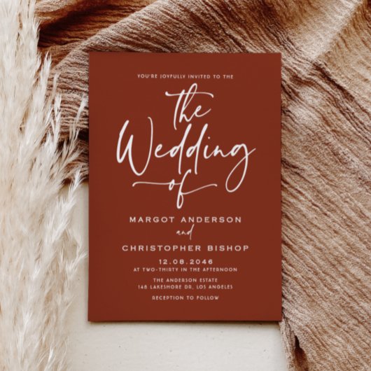 テラコッタ手書き書道結婚ズ 招待状