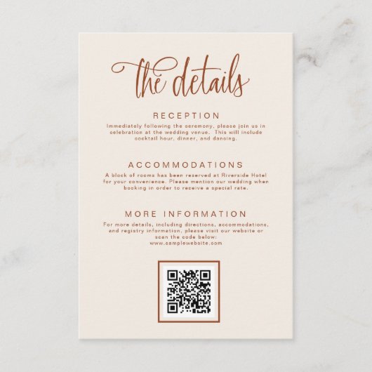 テラコッタ手書き結婚書道詳細 エンクロージャーカード (正面)