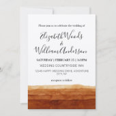 テラコッタ抽象芸術デザートボホ結婚ズ 招待状 (正面)