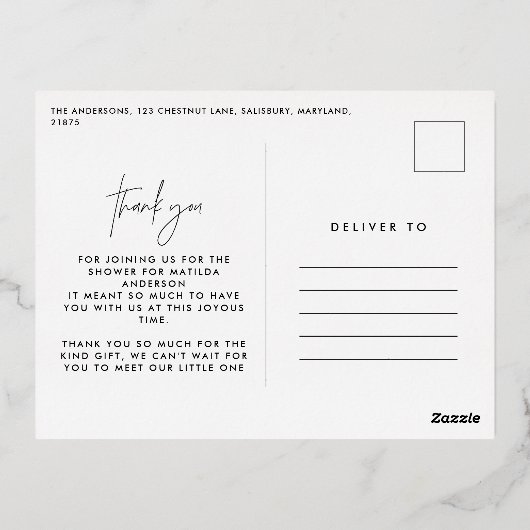 テラコッタ抽象芸術ベイビー感謝していシャワーあなた 箔シーズンポストカード (裏面)