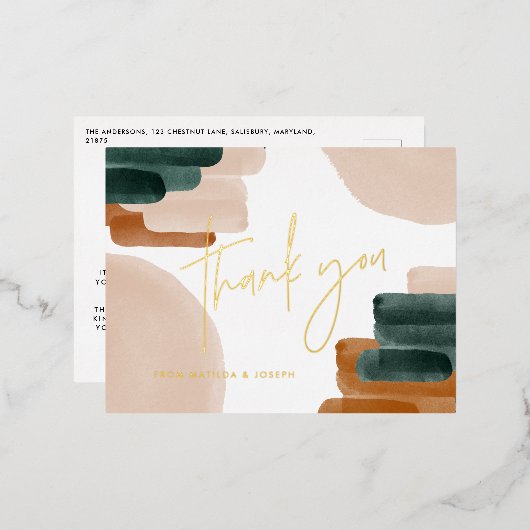 テラコッタ抽象芸術ベイビー感謝していシャワーあなた 箔シーズンポストカード (正面/裏面)