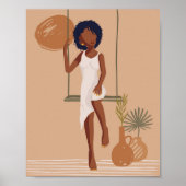 テラコッタ抽象芸術女性ポートレート ポスター (正面)