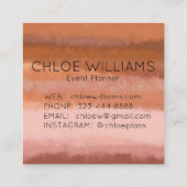 テラコッタ抽象芸術水の色テクスチャ付きストライプ スクエア名刺 (裏面)