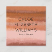 テラコッタ抽象芸術水の色テクスチャ付きストライプ スクエア名刺 (正面)