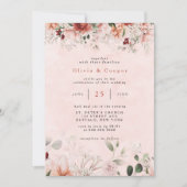テラコッタ春秋ウォーターカラーフローラ結婚ズ 招待状 (正面)