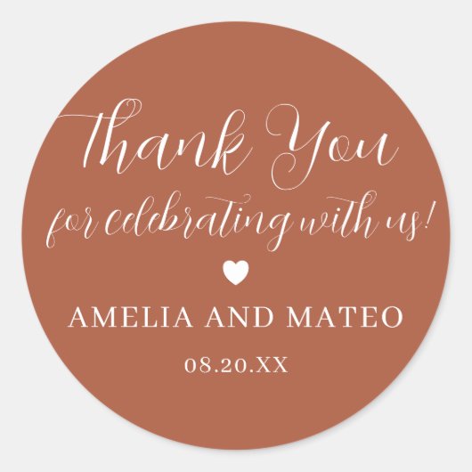 テラコッタ書結婚道の感謝の気持ち ラウンドシール (正面)