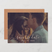 テラコッタ書記日付の結婚保存 ポストカード (正面/裏面)