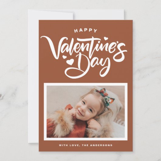 テラコッタ書道写真バレンタインデー シーズンカード (正面)