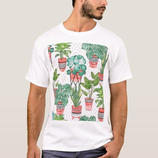 テラコッタ植物ポットパターン。 Tシャツ (正面)