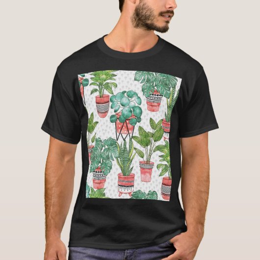 テラコッタ植物ポットパターン。 Tシャツ (正面)