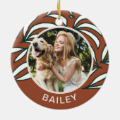 テラコッタ植物犬の写真と名前クリスマス セラミックオーナメント (裏面)