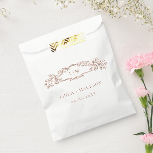 テラコッタ植物紋章モノグラム結婚ズ フェイバーバッグ (封をした状態)