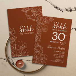 テラコッタ植物驚き30th誕生日 招待状