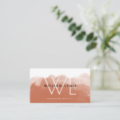 テラコッタ水の色モダンソーシャルメディア 名刺 (スタンド正面)