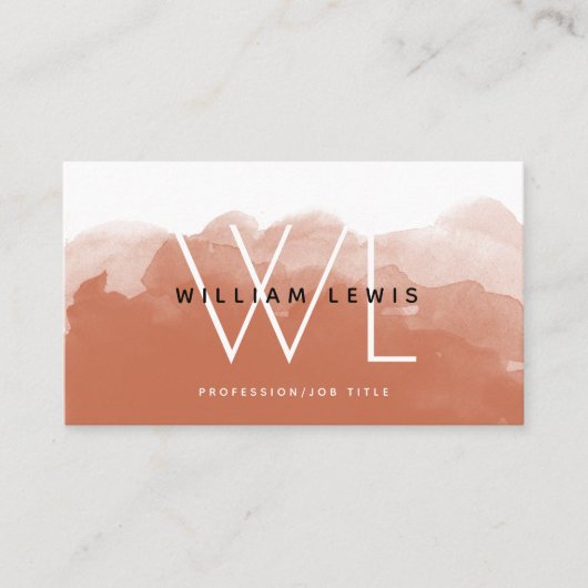 テラコッタ水の色モダンソーシャルメディア 名刺 (正面)