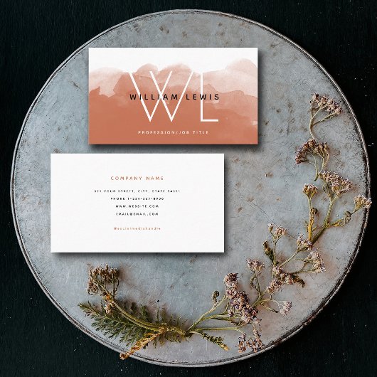 テラコッタ水の色モダンソーシャルメディア 名刺