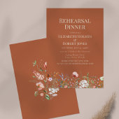 テラコッタ水彩ワイルドフラワーのリハーサルディナー 招待状