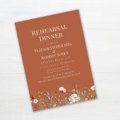 テラコッタ水彩ワイルドフラワーのリハーサルディナー 招待状