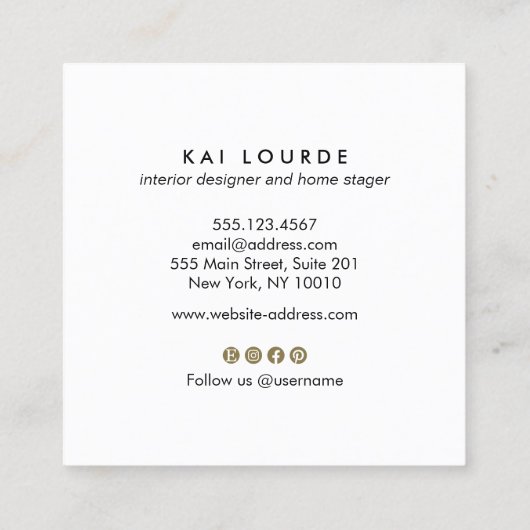 テラコッタ水彩植物葉群 スクエア名刺 (裏面)