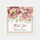 テラコッタ水彩花フローラベージュ結婚ズ スタンダードカクテルナプキン (正面)