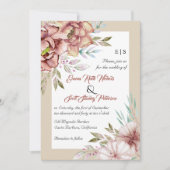 テラコッタ水彩花フローラベージュ結婚ズ 招待状 (正面)