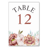 テラコッタ水彩花フローラ秋の結婚式 テーブルナンバー (正面)