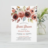 テラコッタ水彩花写真 ブライダルシャワー 招待状 (スタンド正面)
