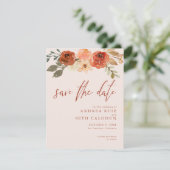 テラコッタ水彩花柄のSave The Date セーブザデート (スタンド正面)